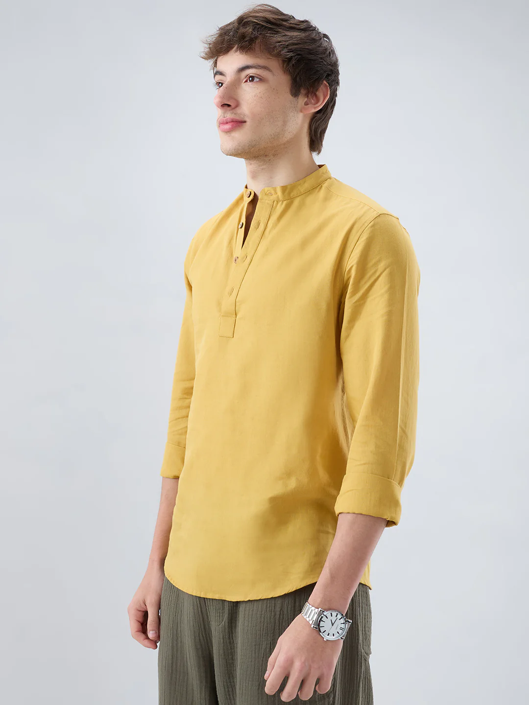 Premium Mustard Yellow Linen Blend Kurta - Image 6