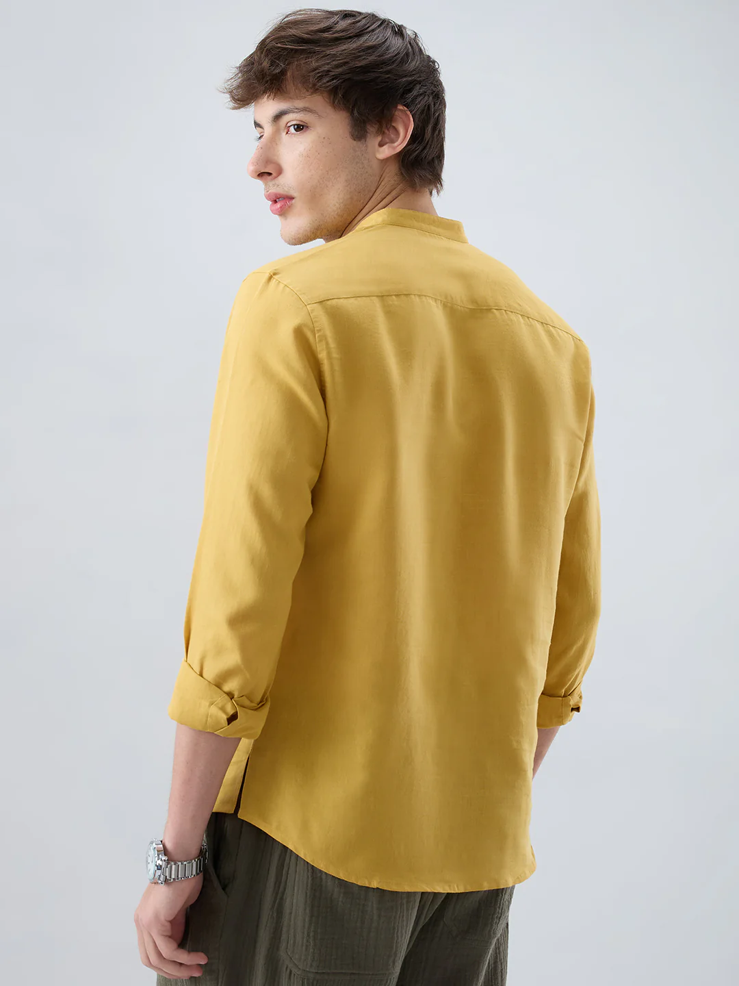Premium Mustard Yellow Linen Blend Kurta - Image 7