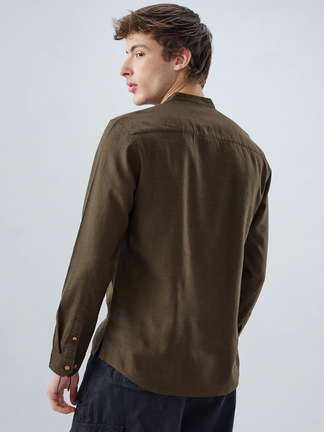 Premium Olive Green Linen Blend Kurta - Image 7