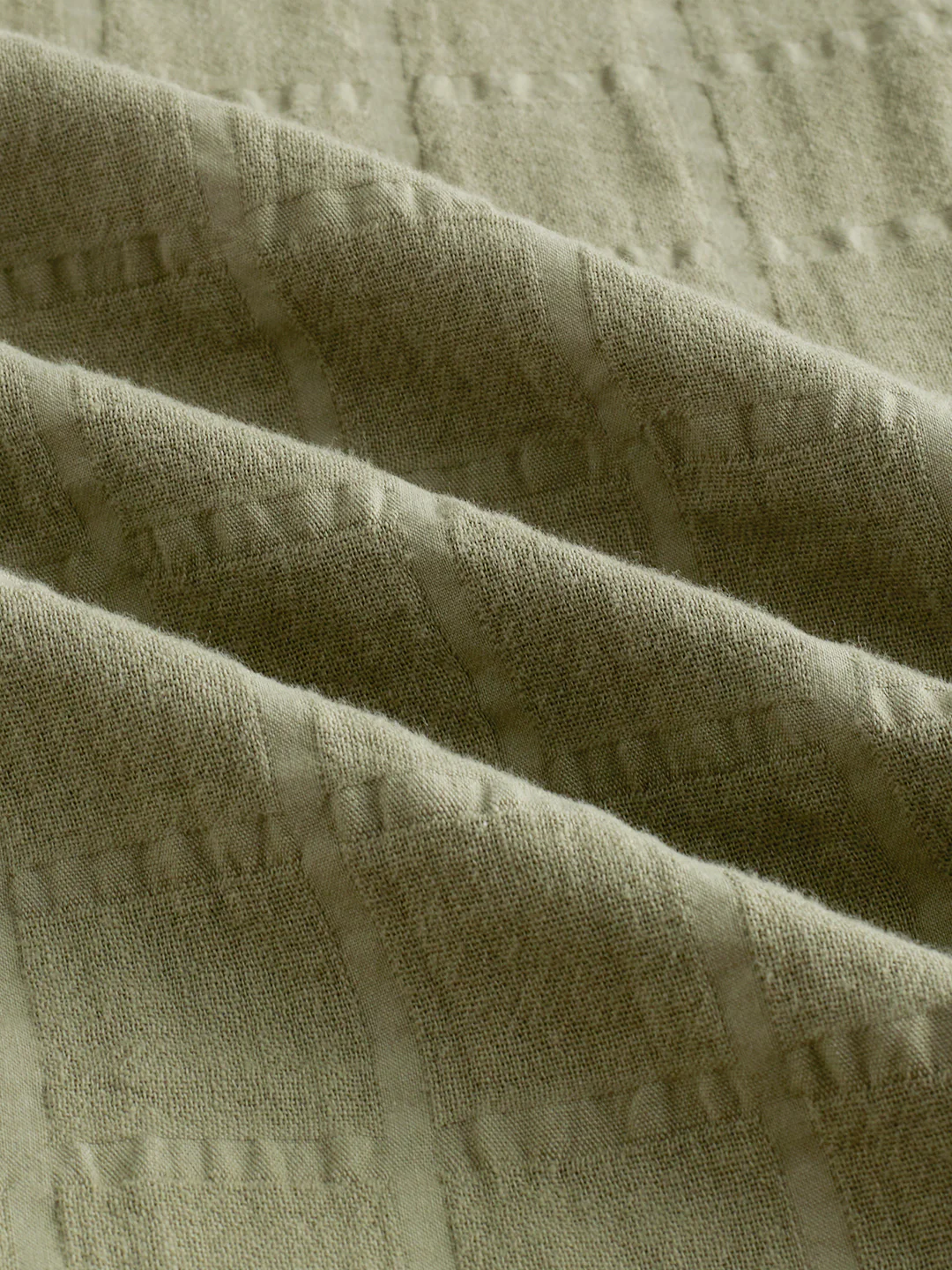 Premium Olive Grid Emboss Double Cloth Textured Shirt - Image 3
