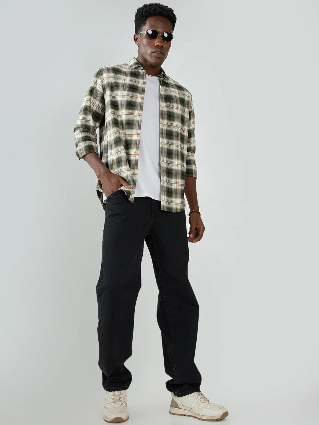 Premium Olive & White Crosscheck Shirt - Image 8