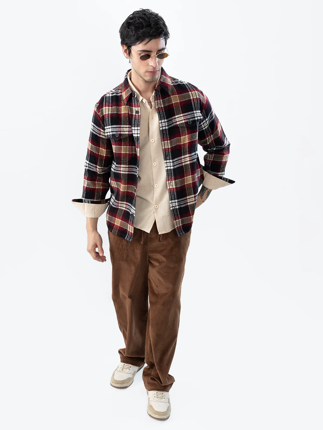 Premium Red Oak Plaid Checks Twin Pocket Flannel Shirt - Image 6