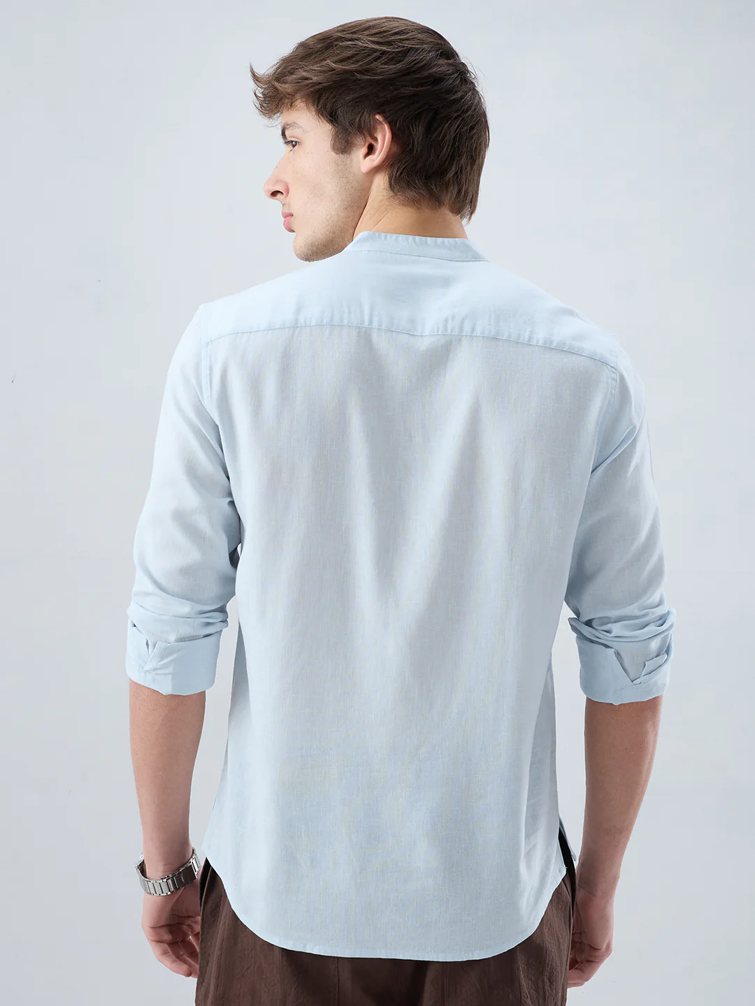 Premium Sky Blue Linen Blend Kurta - Image 7