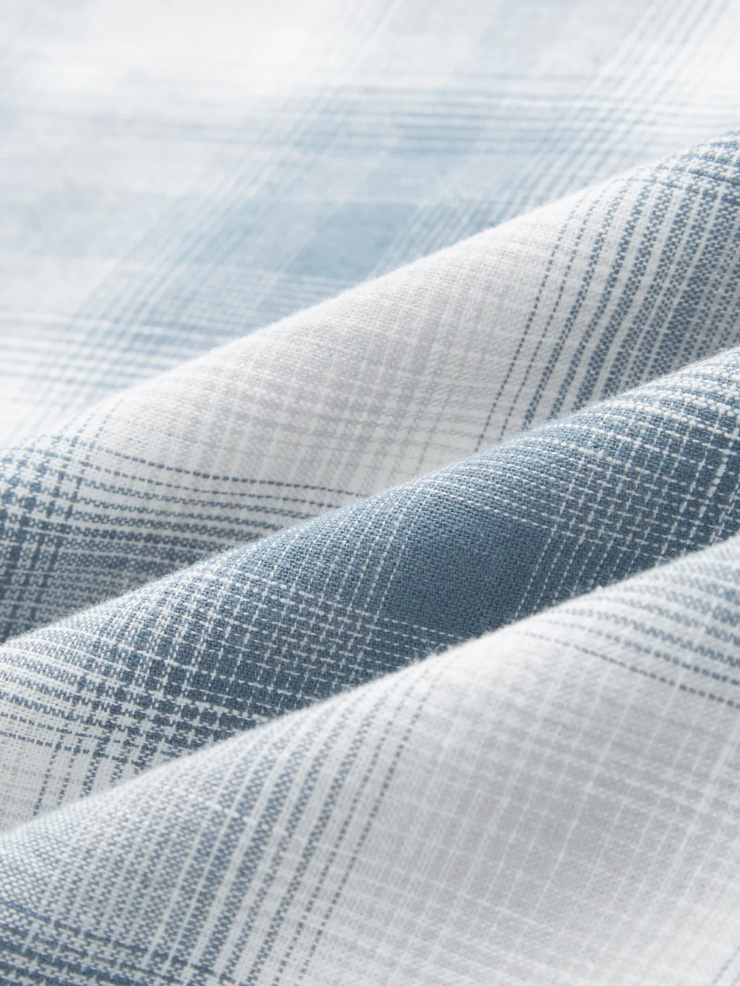 Premium Slate Blue & White Linen Blend Plaid Checks Shirt - Image 3
