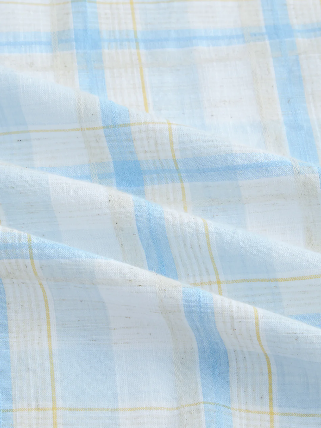 Premium Summer Sky Fine Weave Linen Blend Boxy Fit Crop Shirt - Image 3