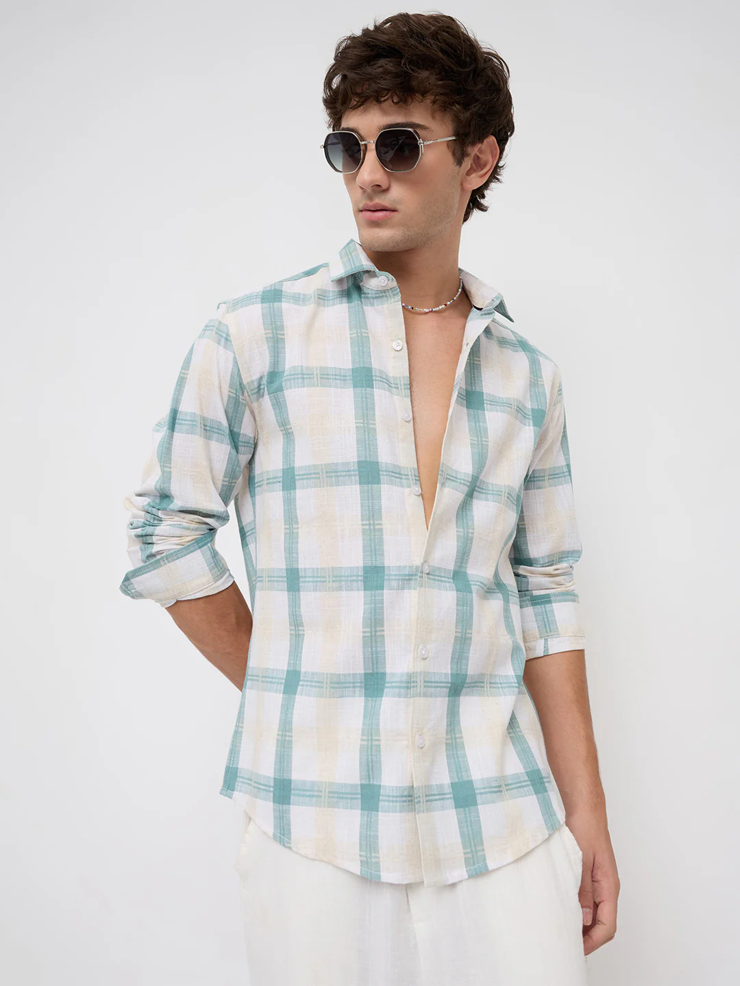 Premium Timeless Seafoam Green Block Checks Shirt - Image 4
