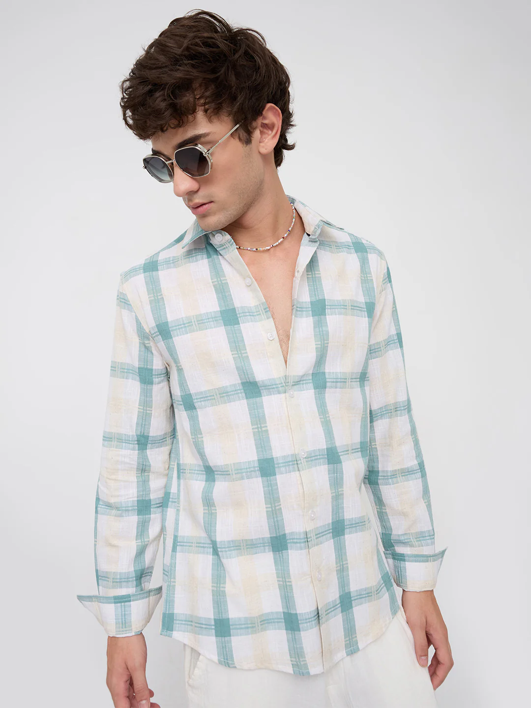 Premium Timeless Seafoam Green Block Checks Shirt - Image 5