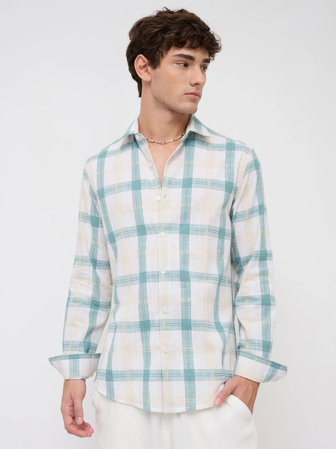 Premium Timeless Seafoam Green Block Checks Shirt - Image 6