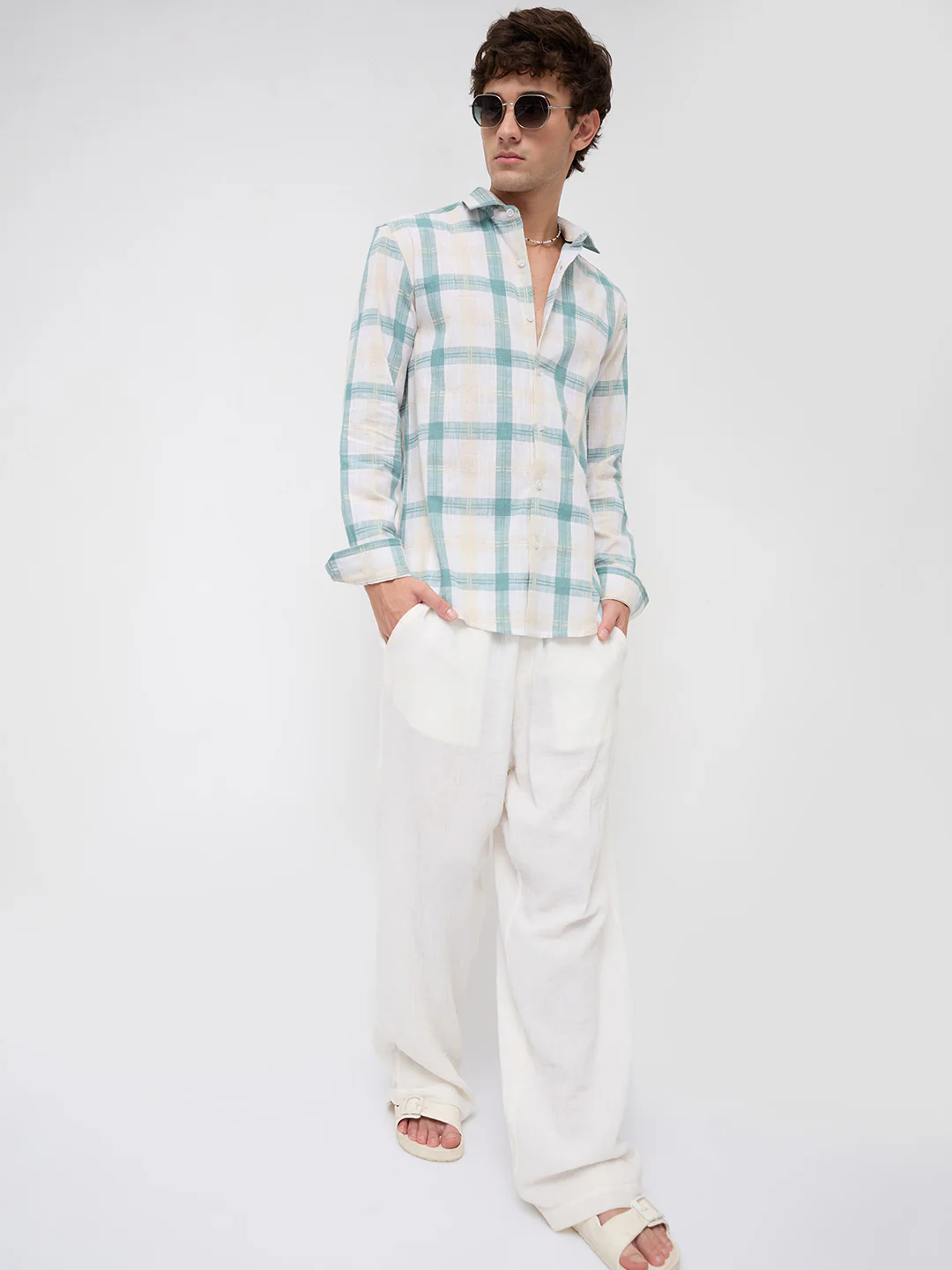 Premium Timeless Seafoam Green Block Checks Shirt - Image 8