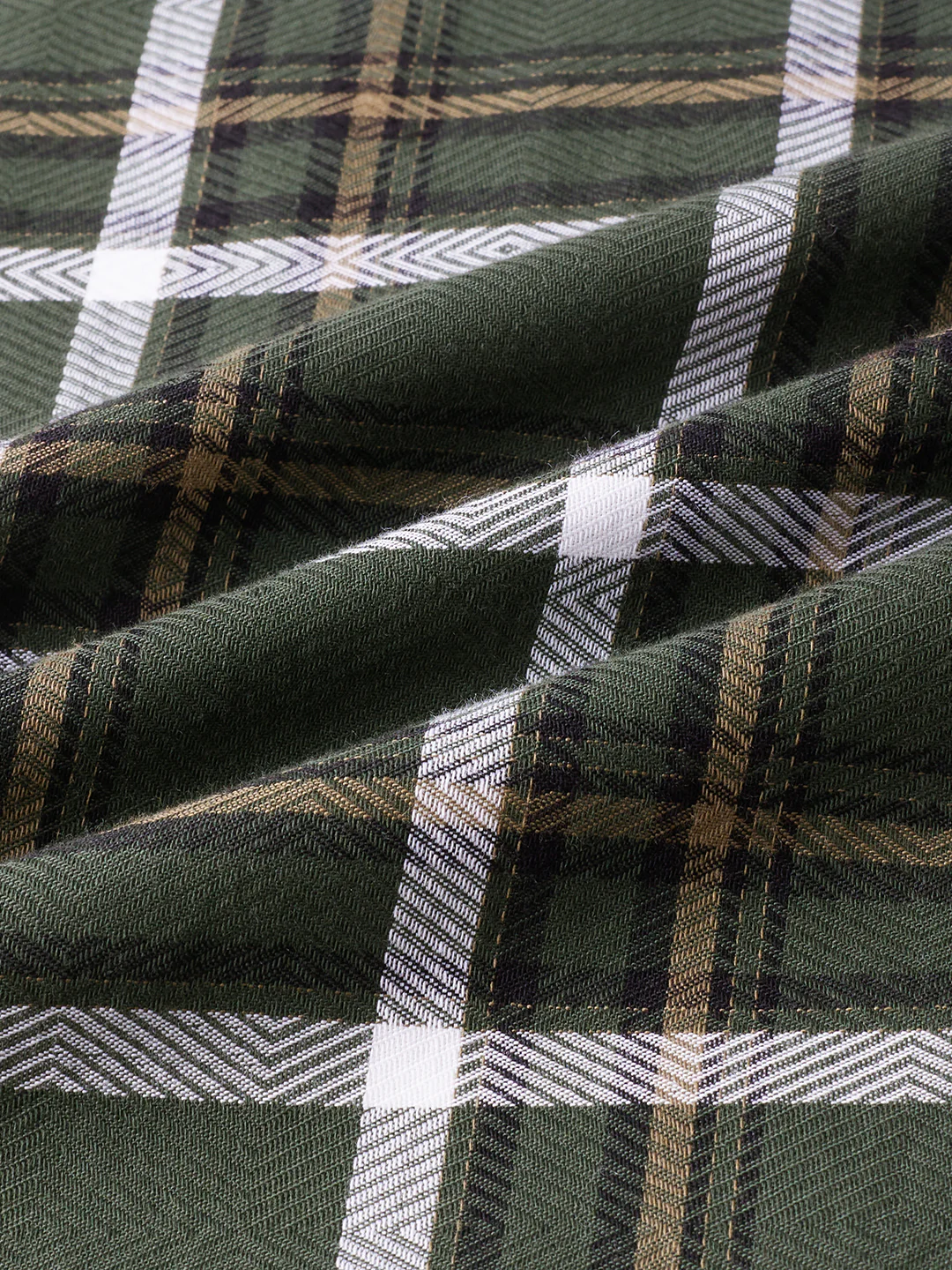 Premium Cotton Olive Grid Tartan Checks Shirt - Image 9