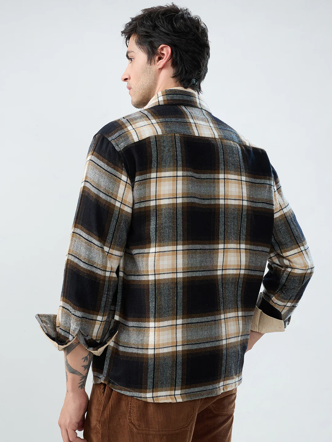 Premium Desert Vibe Plaid Checks Twin Pocket Flannel Shirt - Image 8