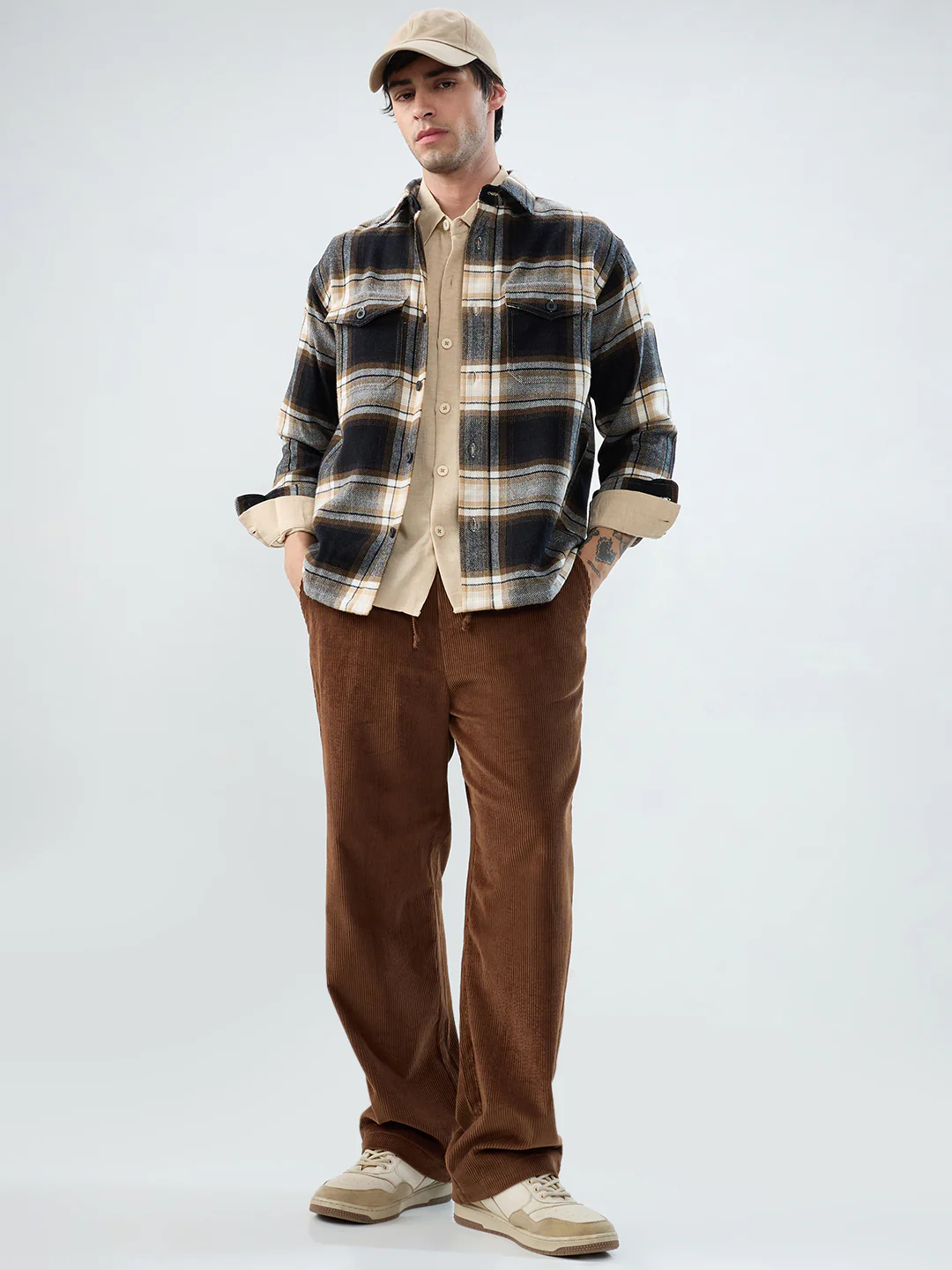 Premium Desert Vibe Plaid Checks Twin Pocket Flannel Shirt - Image 9