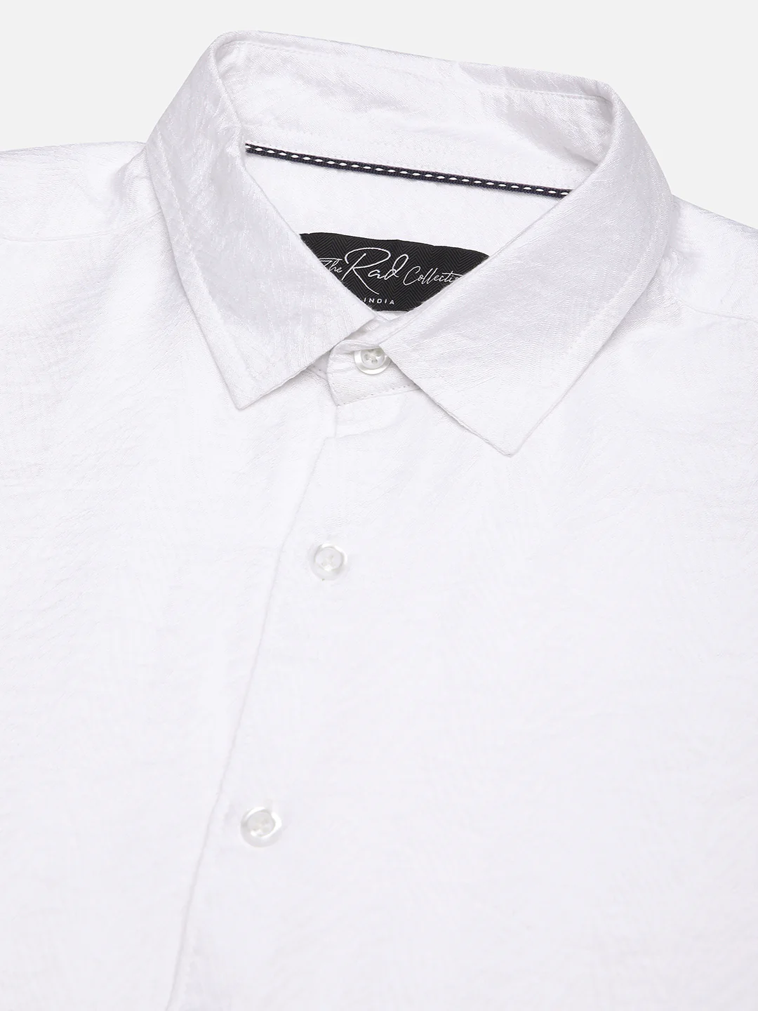 Pristine White Rhythmic Wave Jacquard Shirt - Image 3