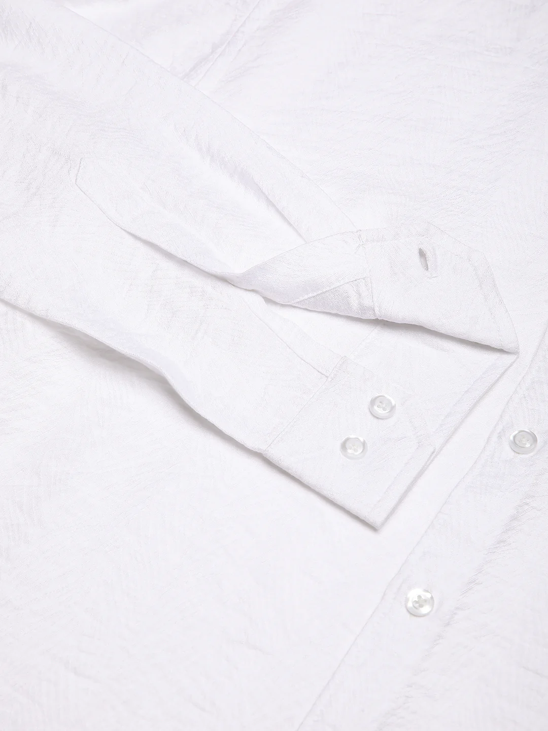 Pristine White Rhythmic Wave Jacquard Shirt - Image 9