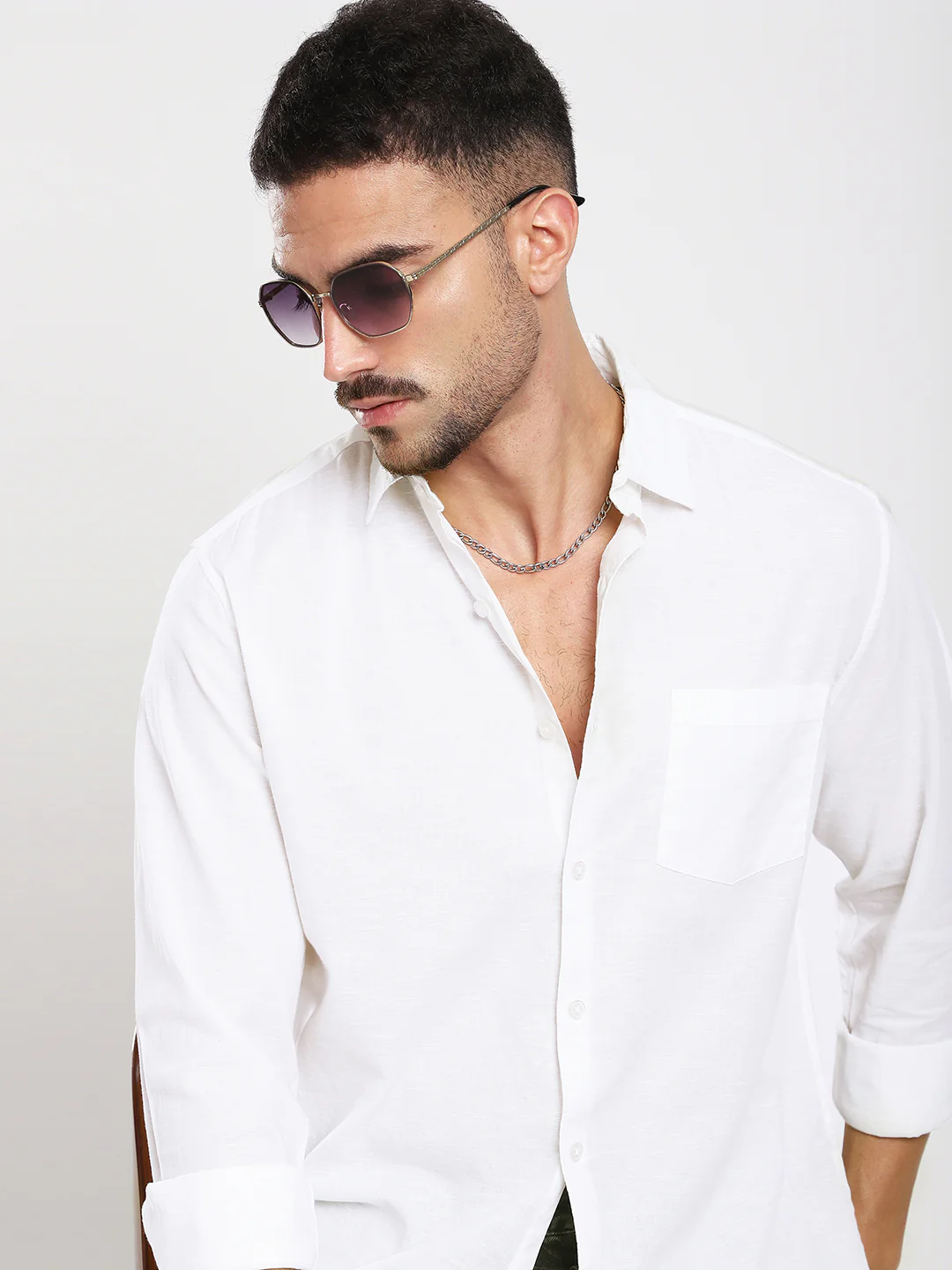 Pristine White Slub Textured Shirt - Image 2