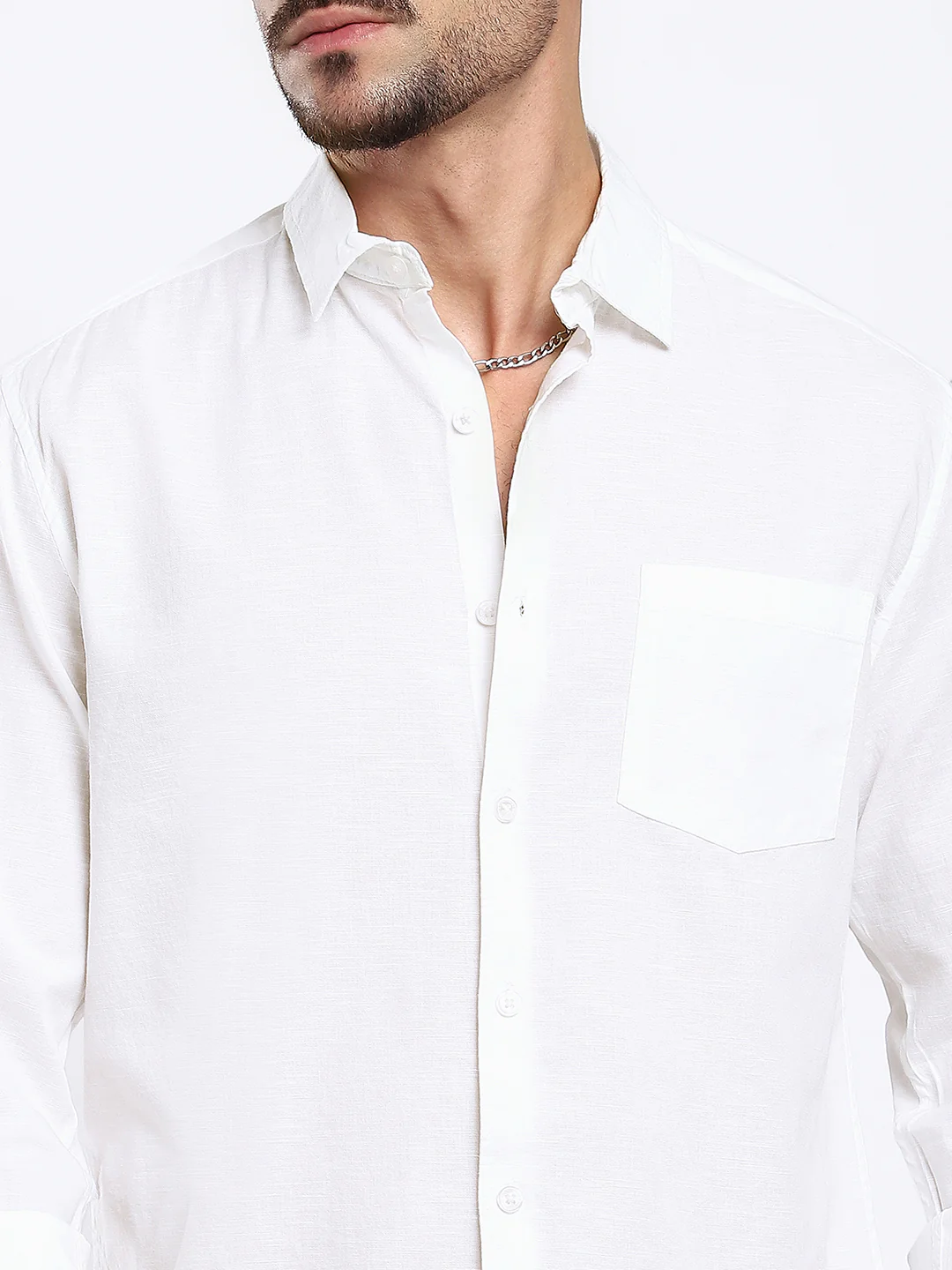 Pristine White Slub Textured Shirt - Image 3