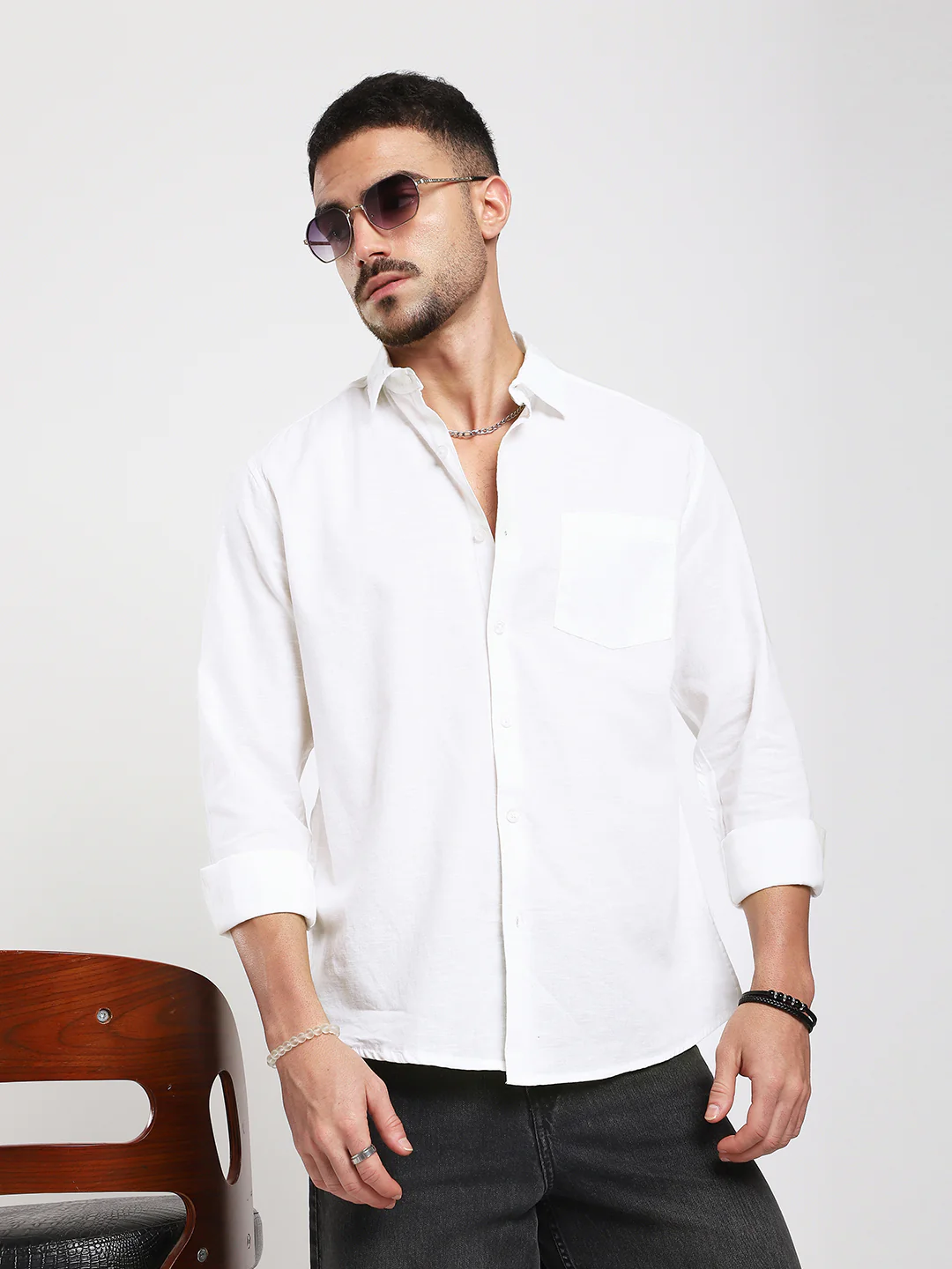 Pristine White Slub Textured Shirt - Image 4