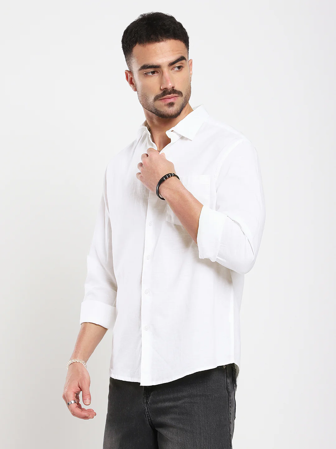 Pristine White Slub Textured Shirt - Image 6