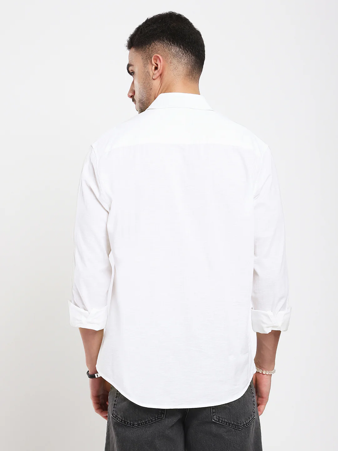 Pristine White Slub Textured Shirt - Image 7
