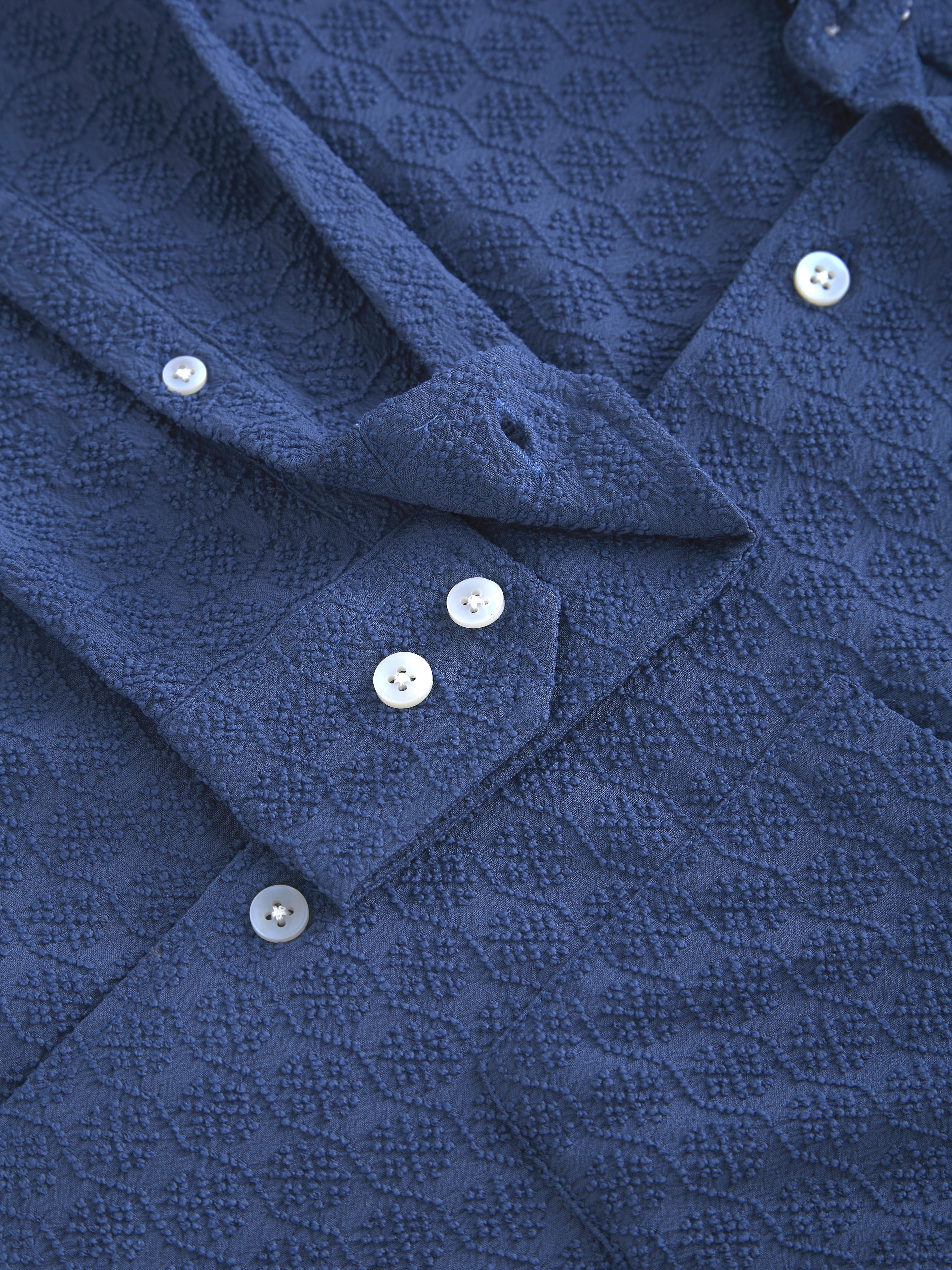 Prussian Blue Jacquard Shirt - Image 3