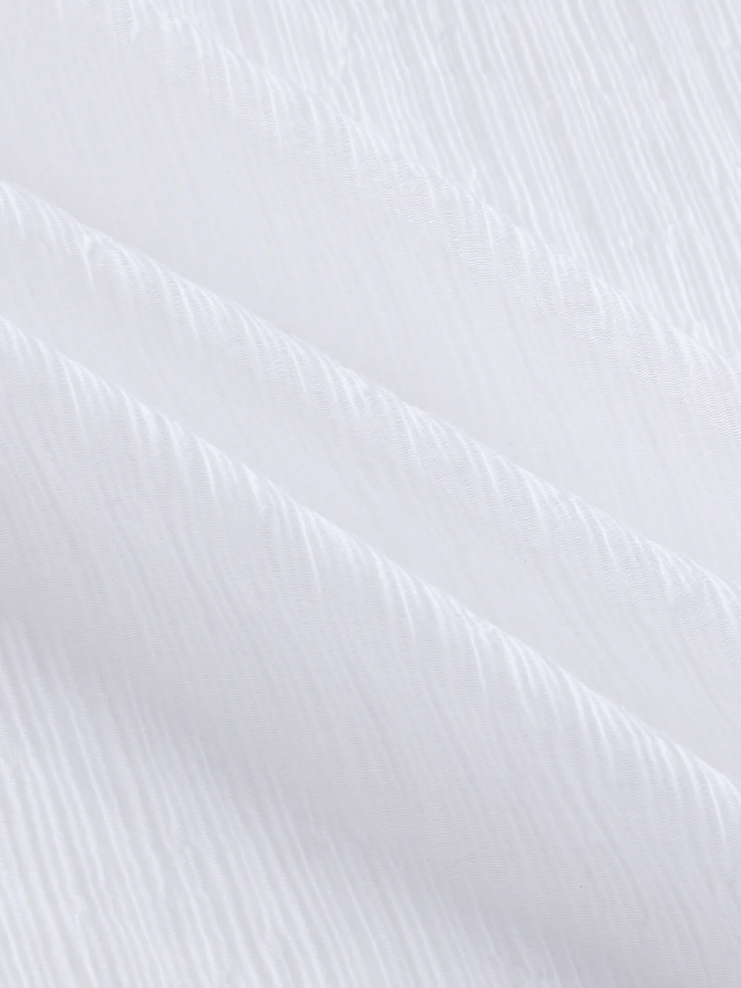 Pure White Classic Sheer Crepe Boxy Fit Crop Shirt - Image 9