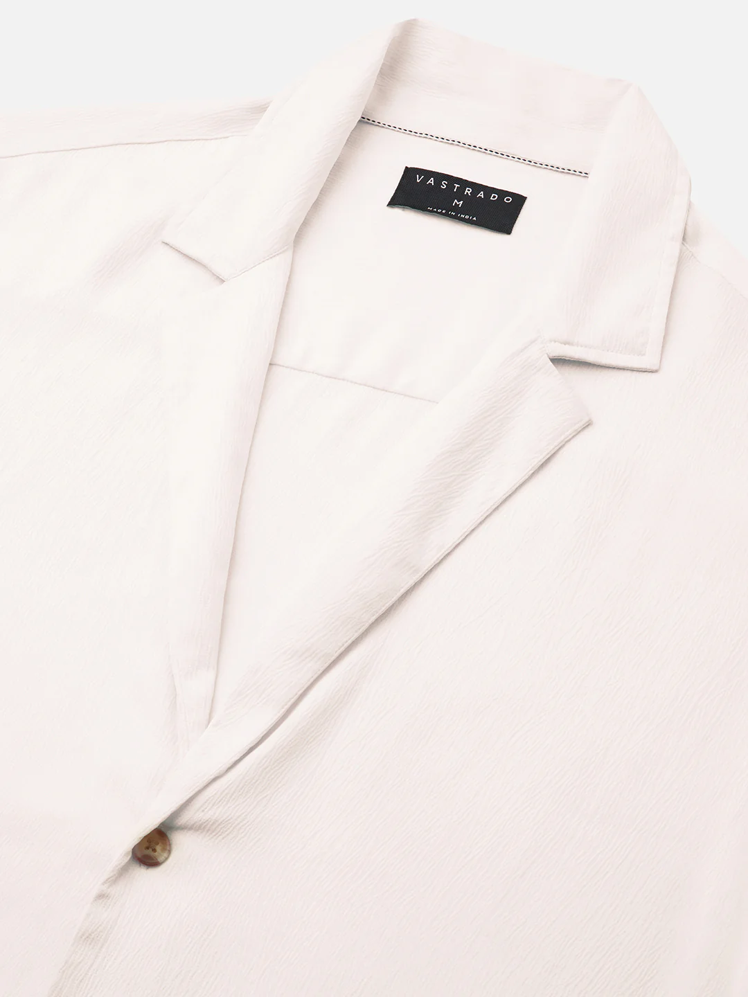 Pure White Hue Crinkled Lapel Collar Oversized Shirt - Image 3
