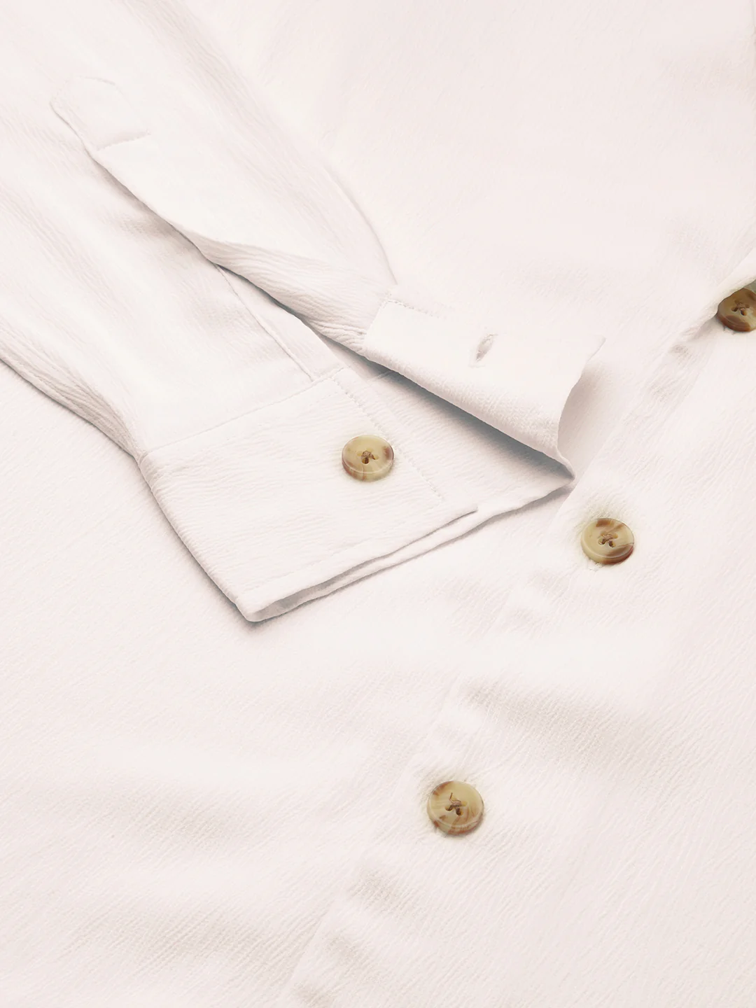 Pure White Hue Crinkled Lapel Collar Oversized Shirt - Image 9