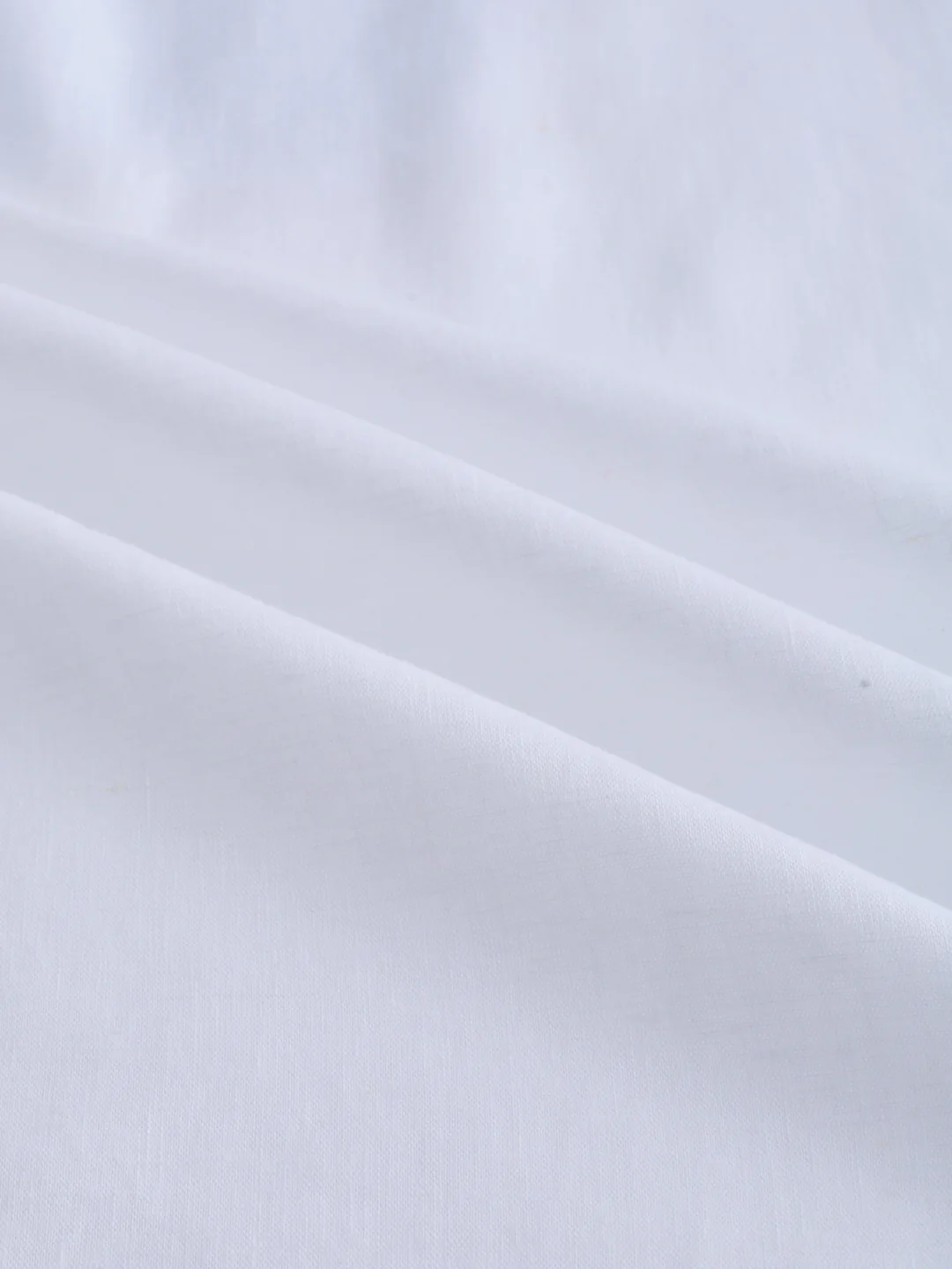 Pure White Linen Blend Stand Collar Oversized Shirt - Image 3