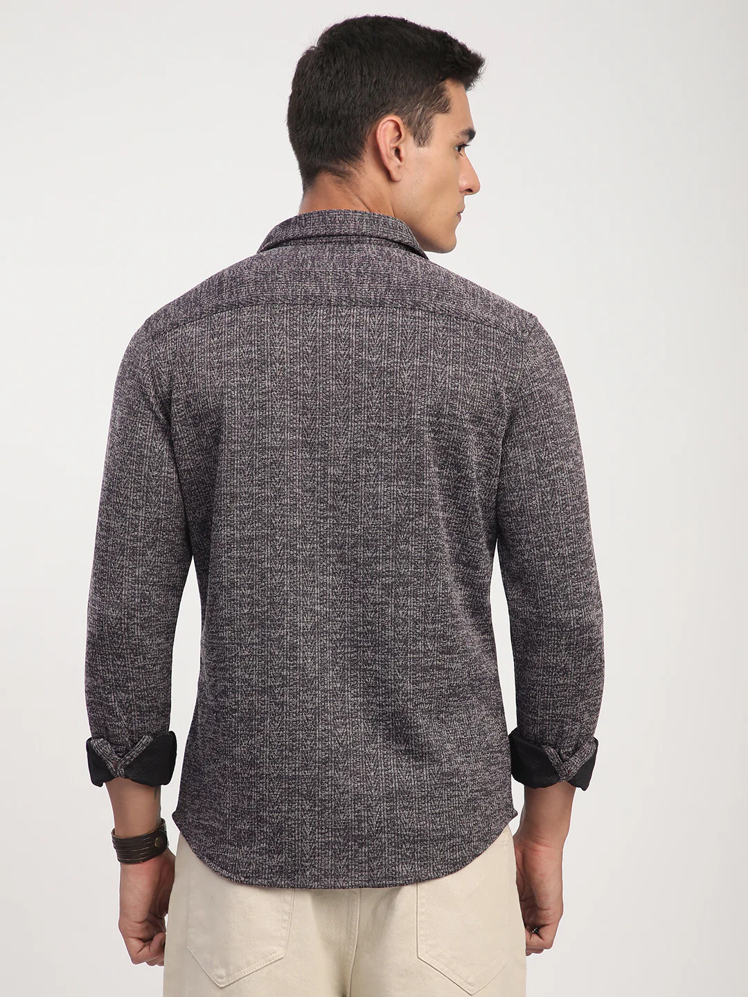 Purple Textured Knitted Shirt - Image 6