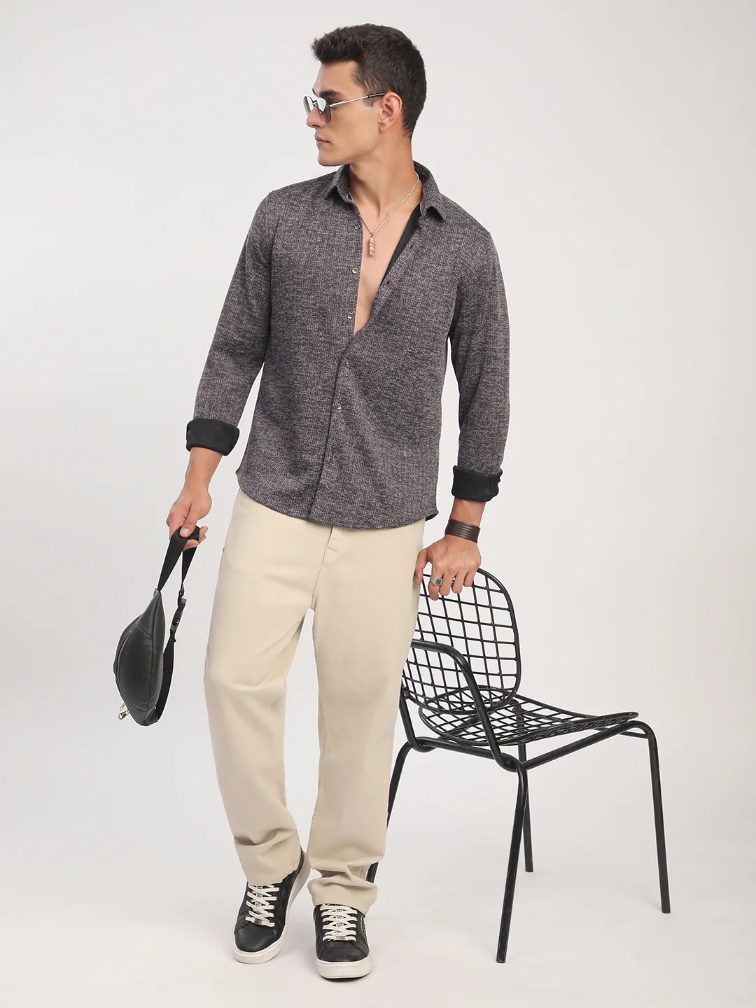 Purple Textured Knitted Shirt - Image 7