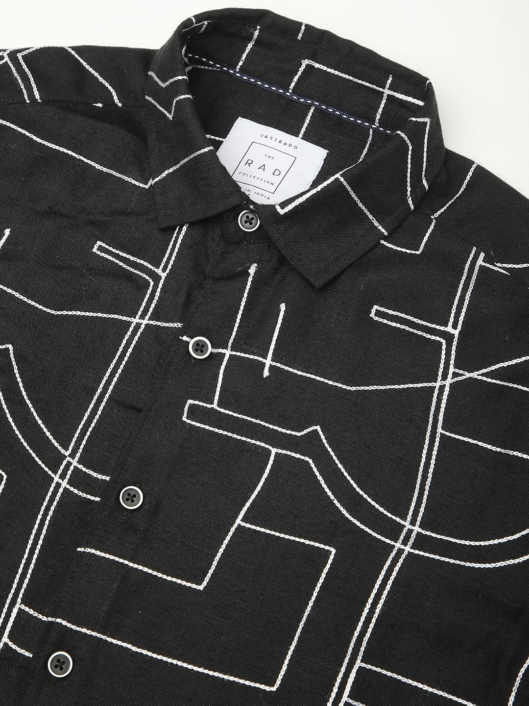 Quirky Black Contrast Embroidered Shirt - Image 9