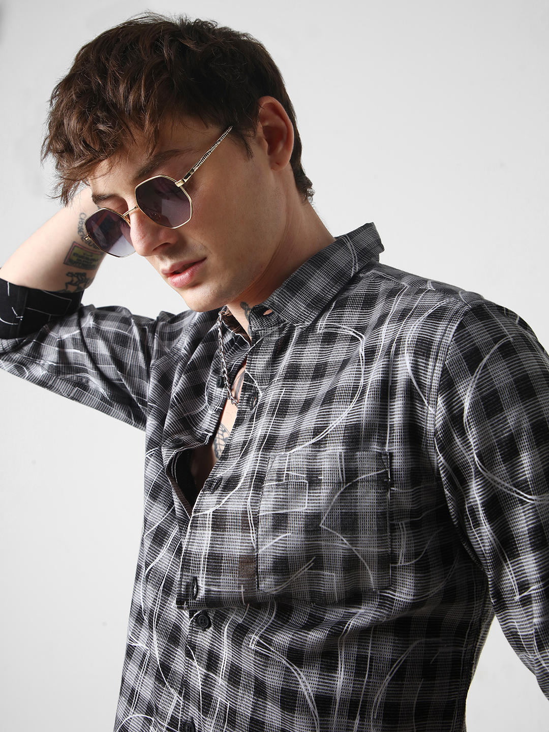 Quirky Monochrome Checkered Shirt