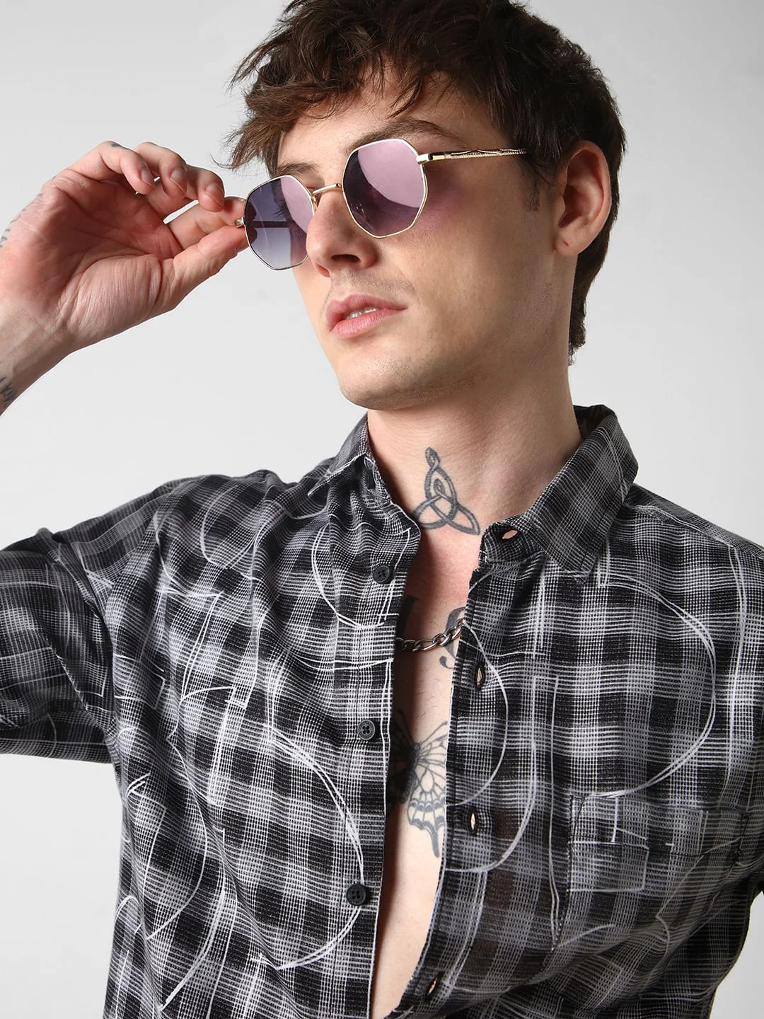 Quirky Monochrome Checkered Shirt - Image 2
