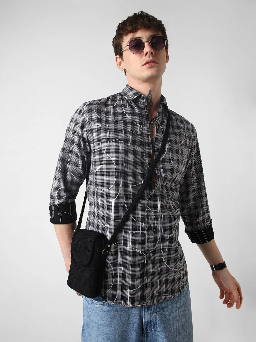 Quirky Monochrome Checkered Shirt - Image 4