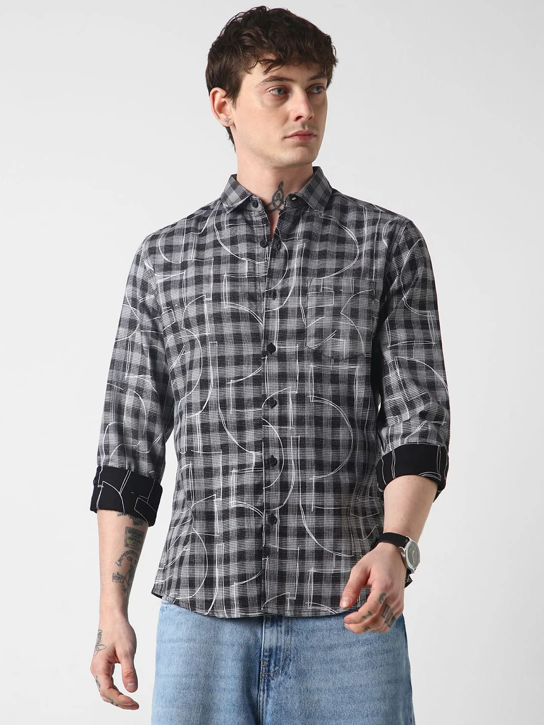 Quirky Monochrome Checkered Shirt - Image 5