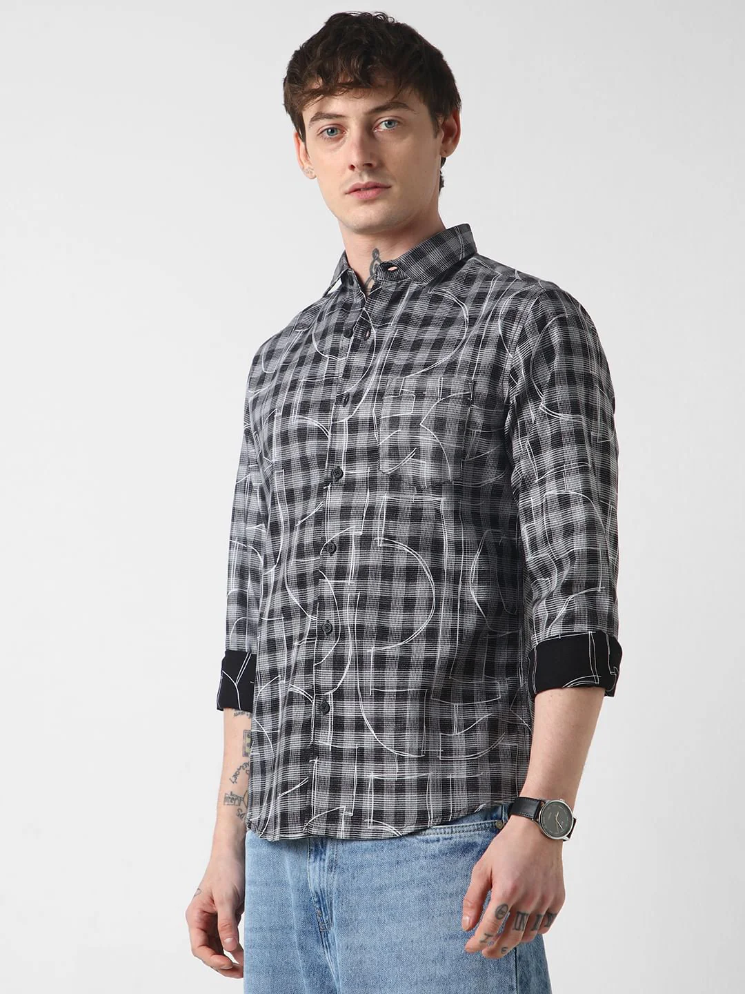 Quirky Monochrome Checkered Shirt - Image 6