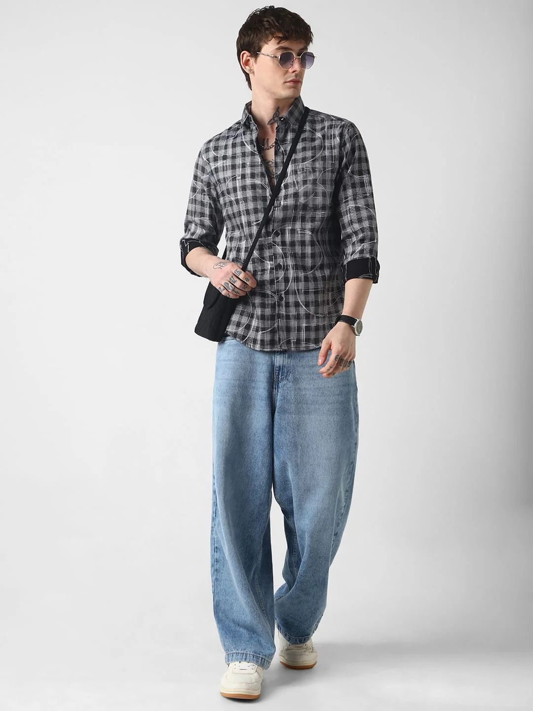 Quirky Monochrome Checkered Shirt - Image 8