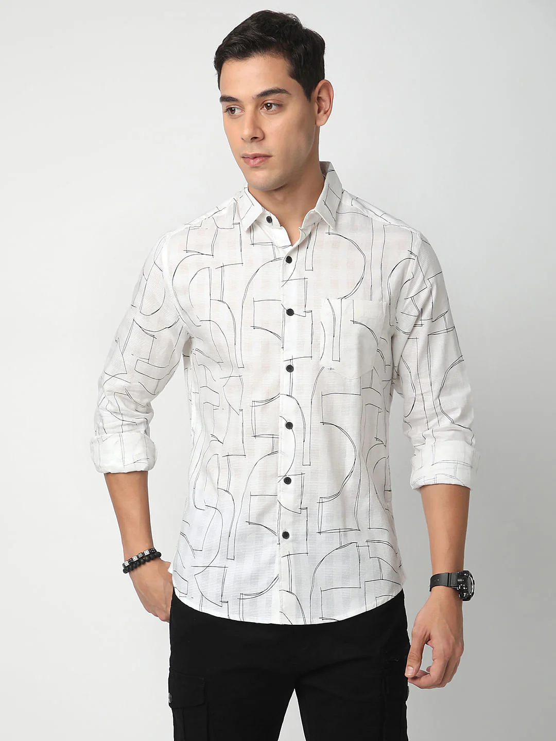 Quirky White Printed Shirt - Image 4