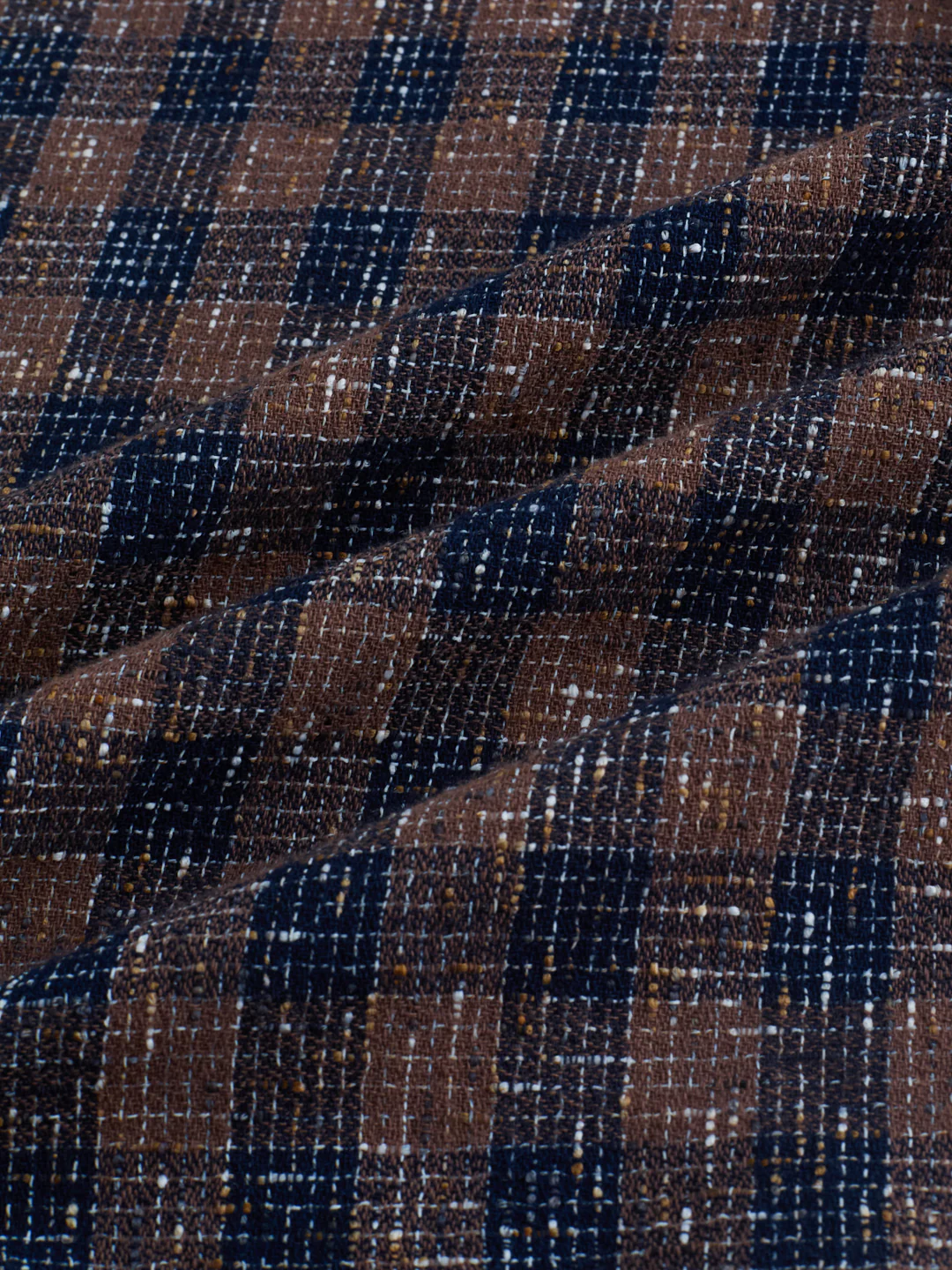 Raunak Edit Glossy Navy & Brown Checked Oversized Crop Shirt - Image 3