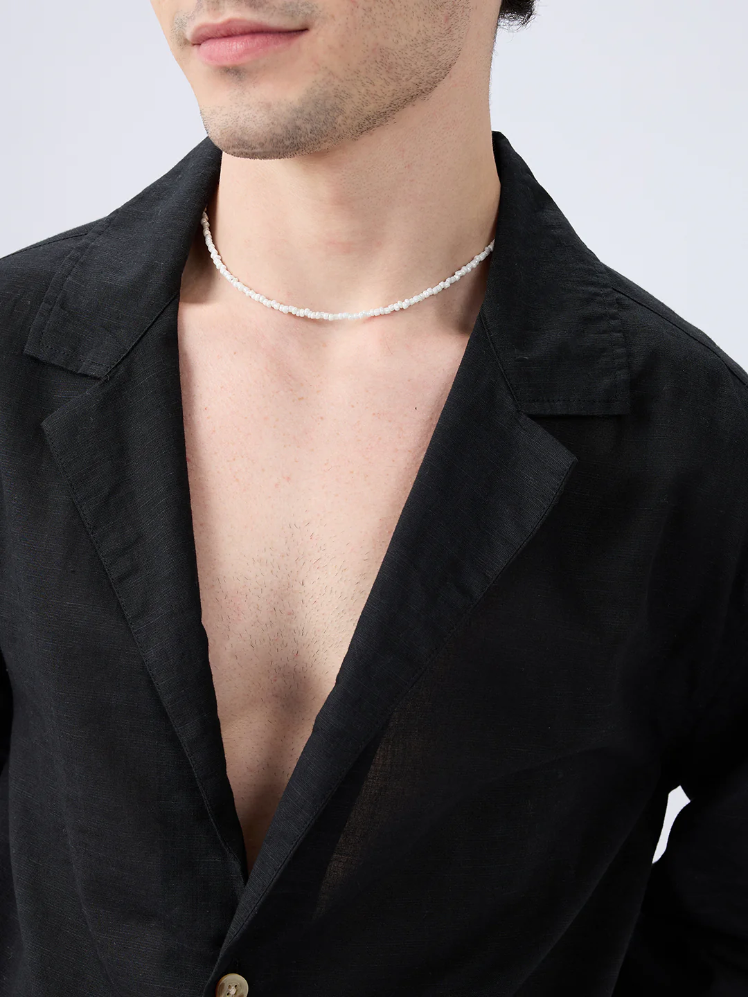 Refined Black Luxe Linen Blend Lapel Collar Oversized Shirt - Image 3