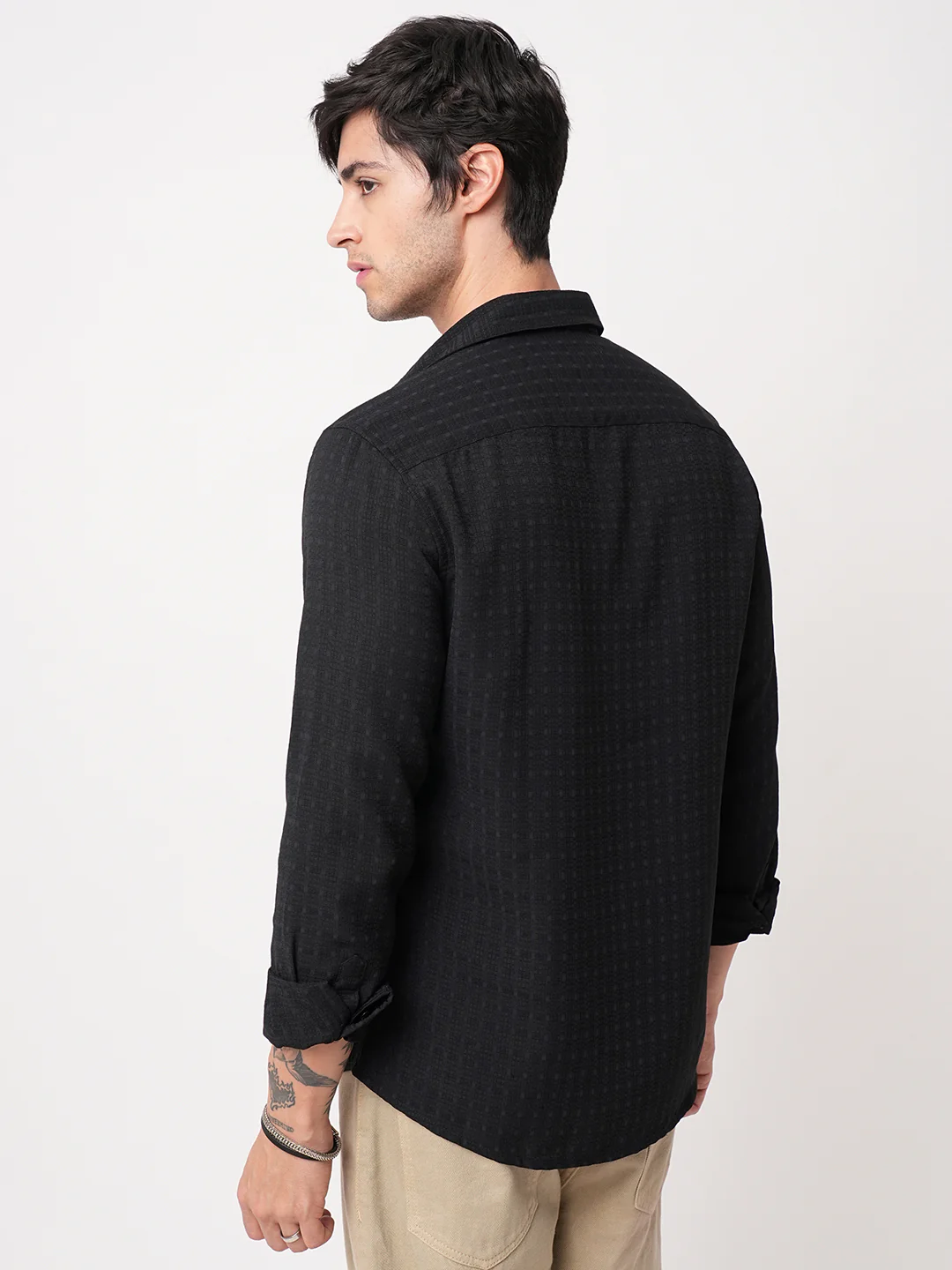 Refined Black Textured Shirt - Image 7