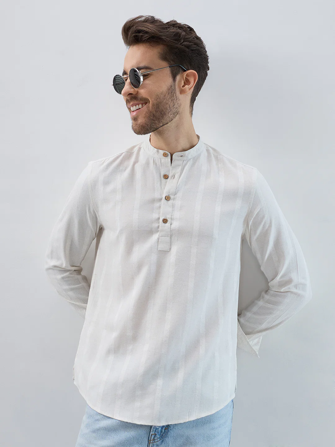 Refined Cream Grainy Kurta - Image 2