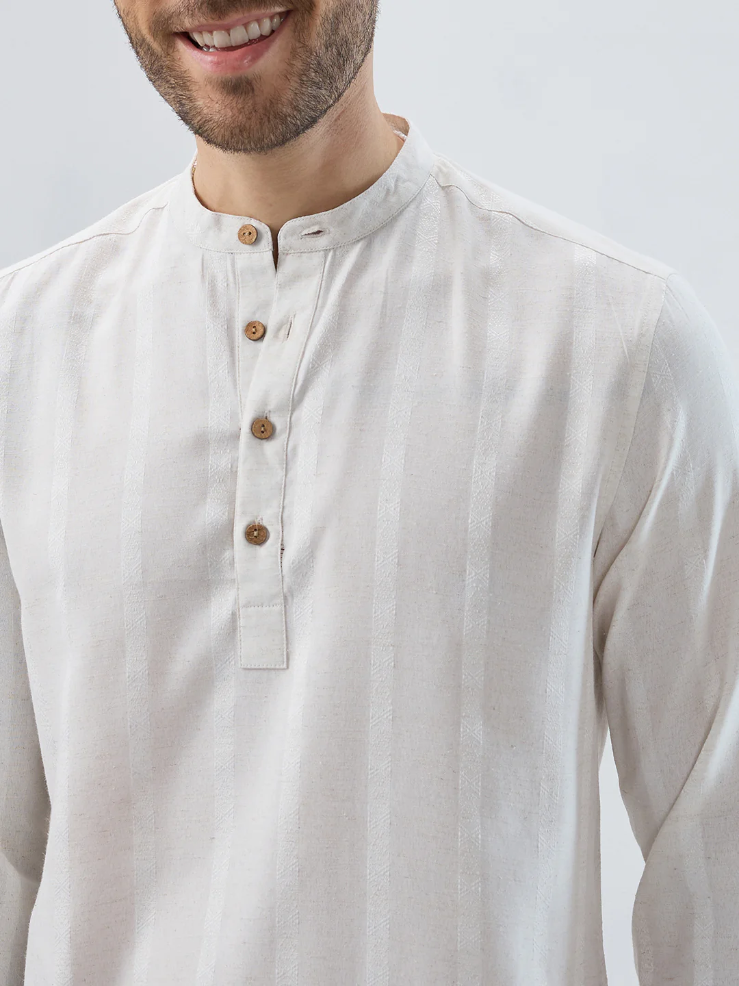 Refined Cream Grainy Kurta - Image 3