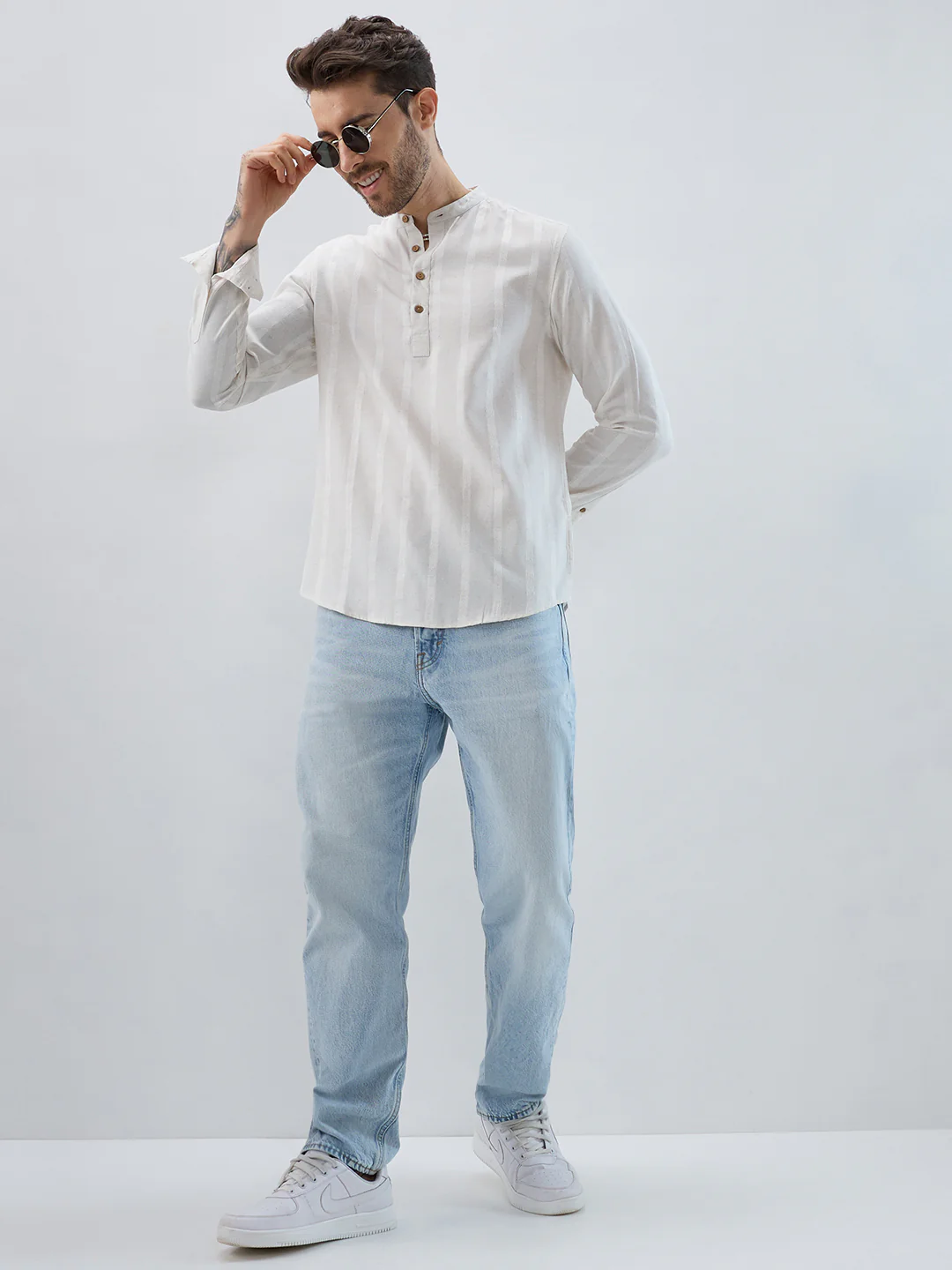 Refined Cream Grainy Kurta - Image 8