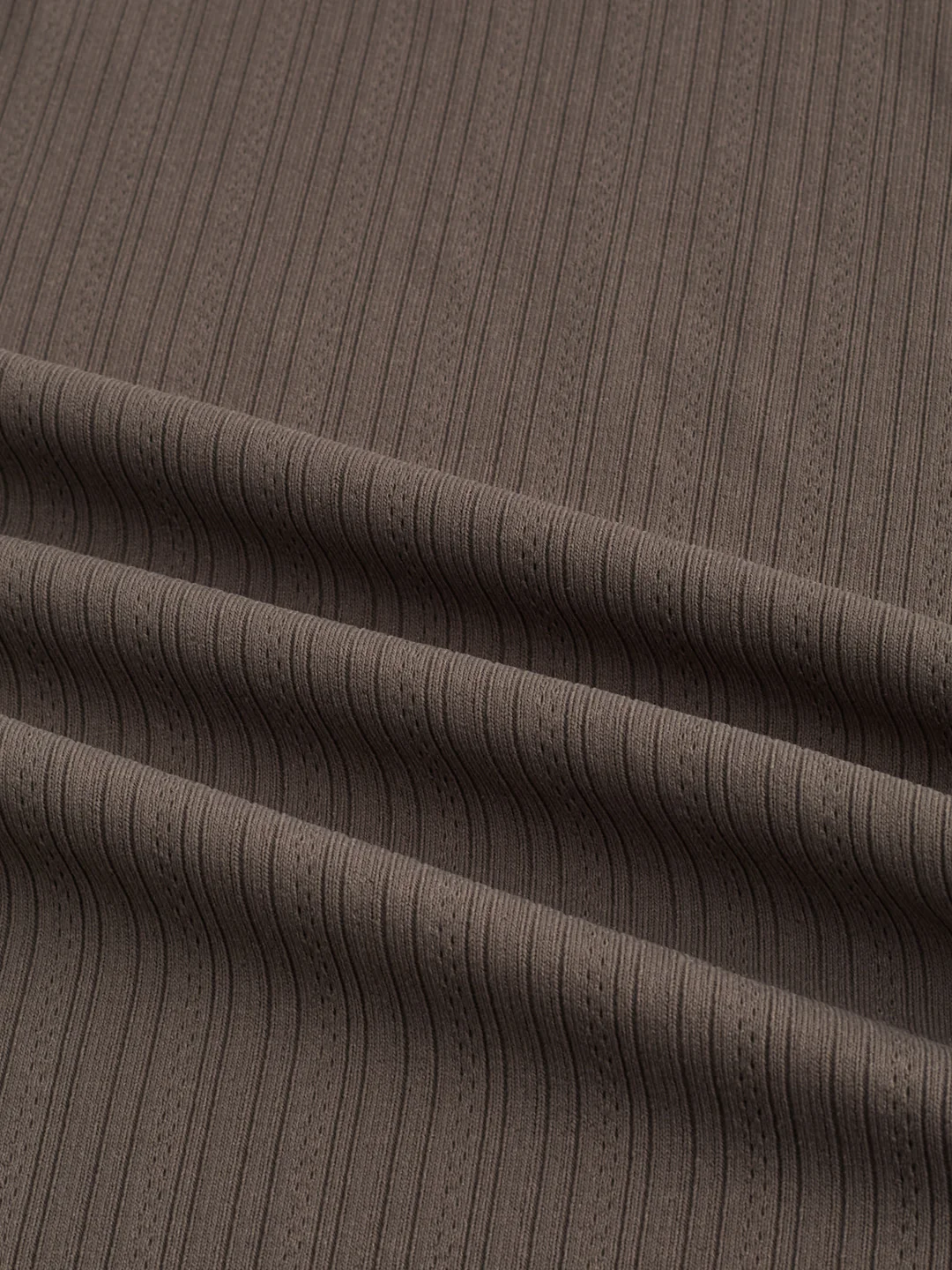 Refined Espresso Brown Hairline Striped Polo Knit T-Shirt - Image 3