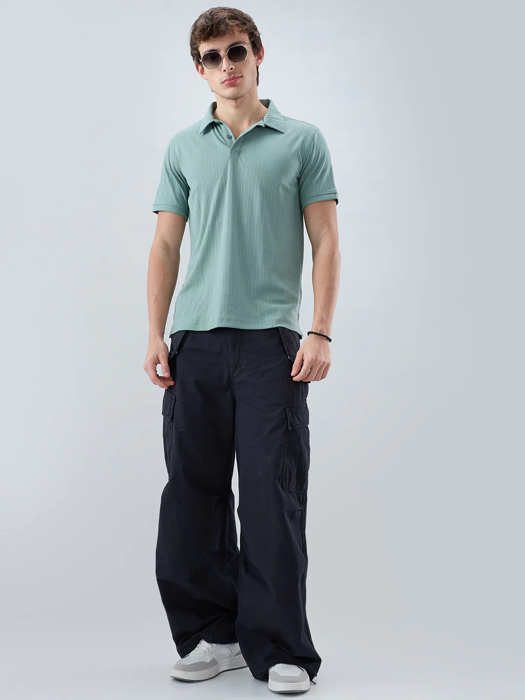 Refined Jungle Green Hairline Striped Polo Knit T-Shirt - Image 8
