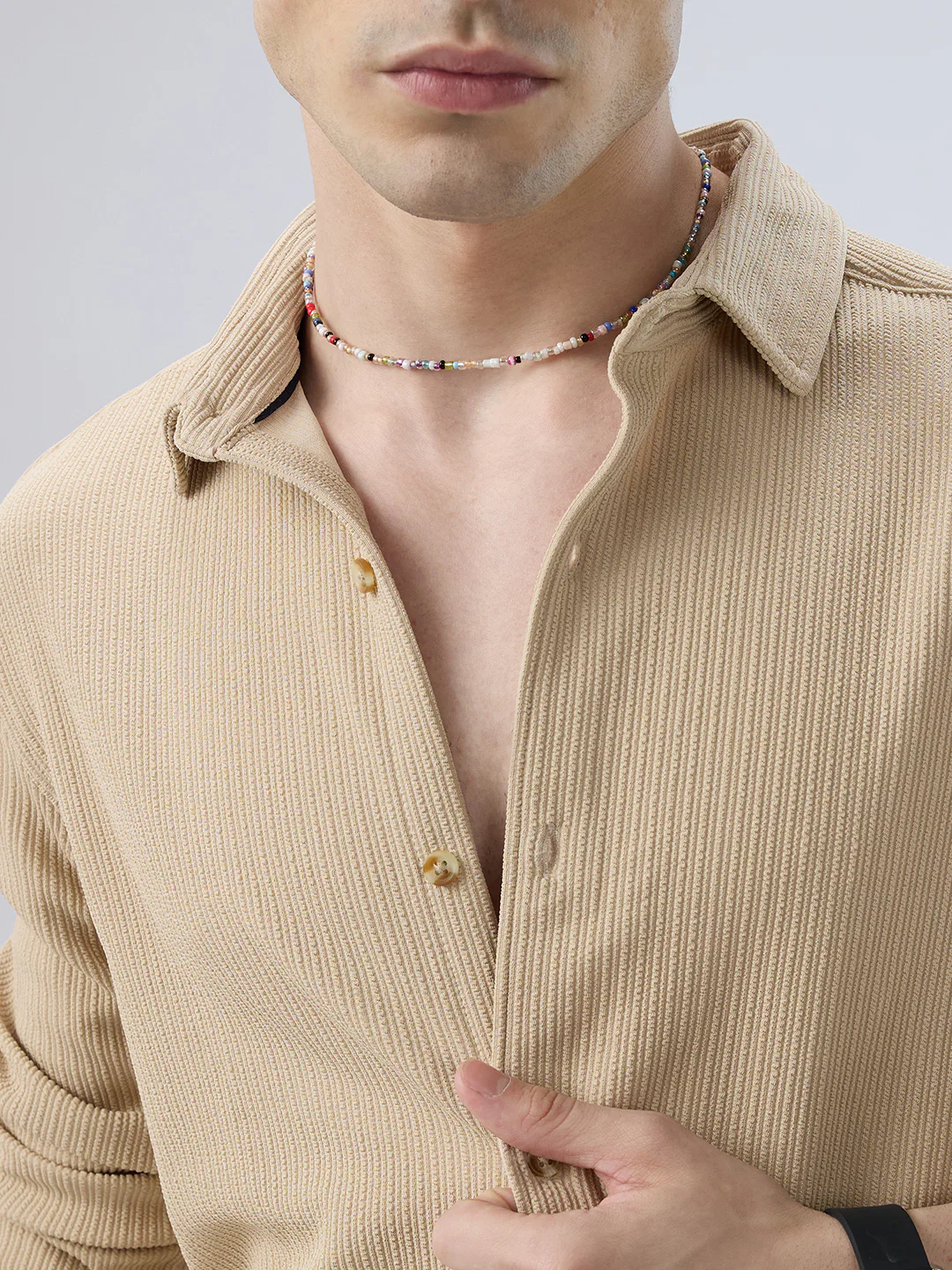 Refined Latte Beige Knit Shirt - Image 3
