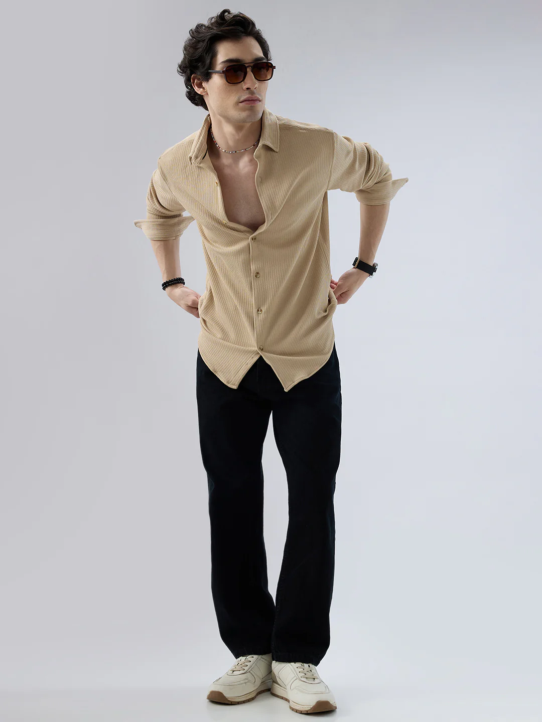Refined Latte Beige Knit Shirt - Image 8