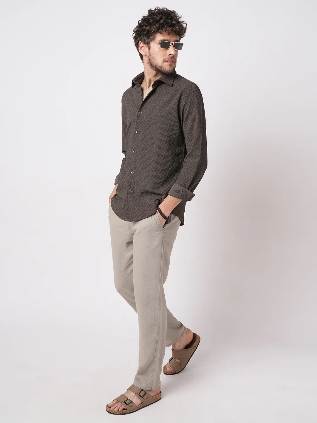 Refined Mouse Grey Textured Shirt - Image 8