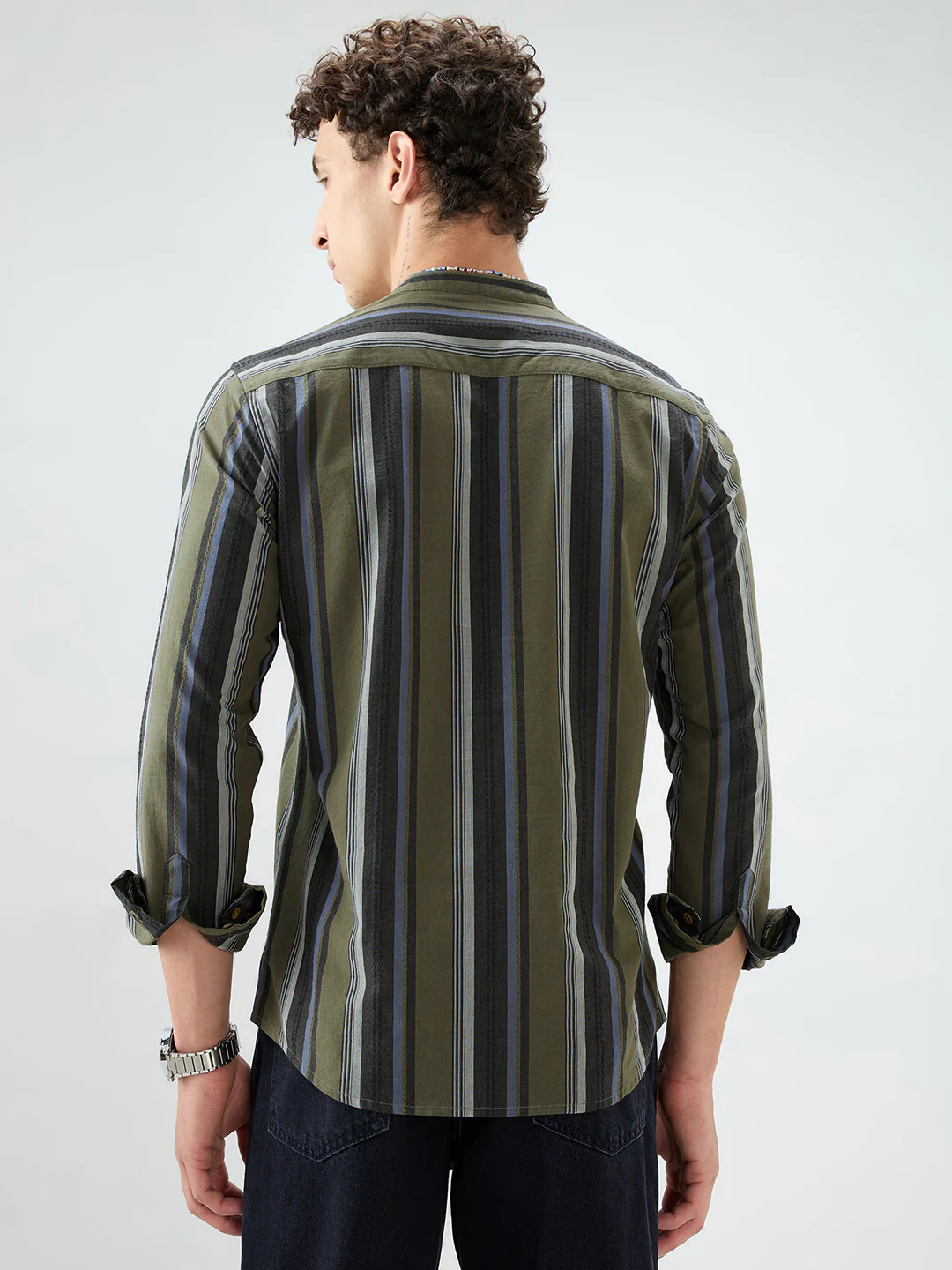 Refined Olive Multi Striped Kurta - Image 7